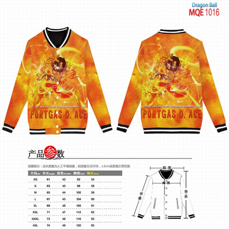 Dragon Ball Full color round neck baseball uniform coat XS-S-M-L-XL-XXL-XXXL-XXXXL MQE1016