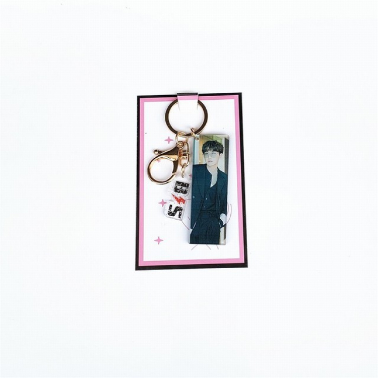 BTS  J-hope Double-sided color printing acrylic keychain tag pendant 2.5X7.5CM 13G a set price for 5 pcs