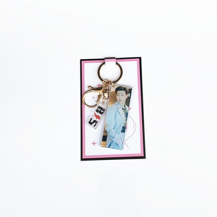 BTS RM Double-sided color printing acrylic keychain tag pendant 2.5X7.5CM 13G a set price for 5 pcs