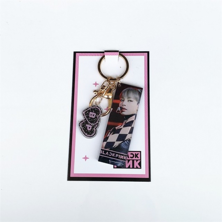 Blackpink Lisa Double-sided color printing acrylic keychain tag pendant 2.5X7.5CM 13G a set price for 5 pcs