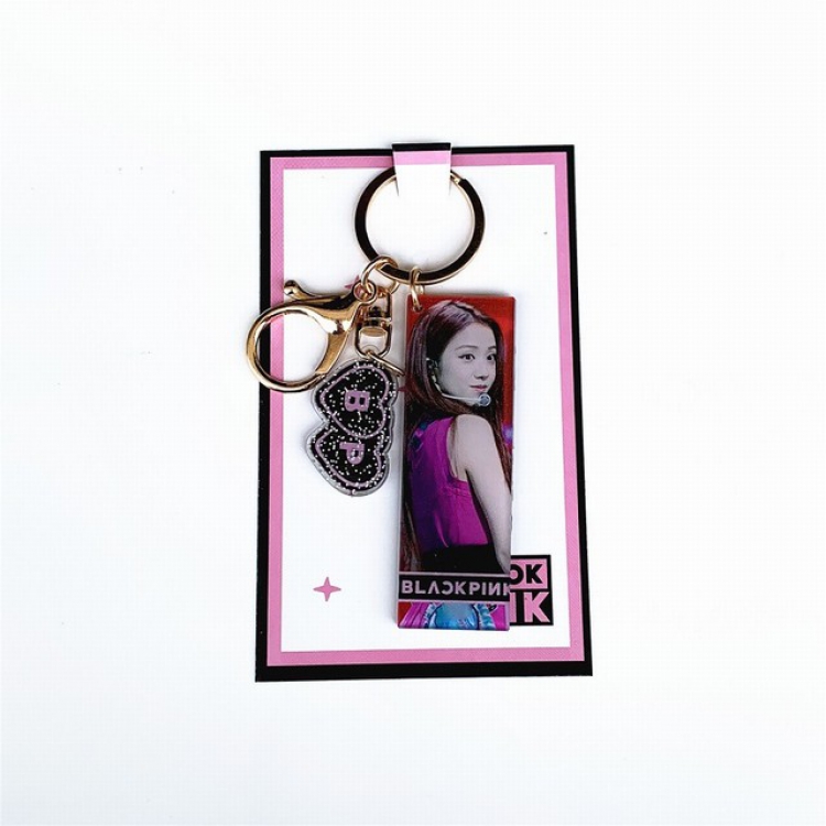 Blackpink Jisoo Double-sided color printing acrylic keychain tag pendant 2.5X7.5CM 13G a set price for 5 pcs