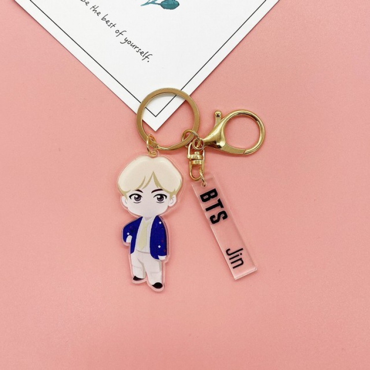 BTS Jin Cartoon acrylic keychain pendant 5CM 17G a set price for 5 sets