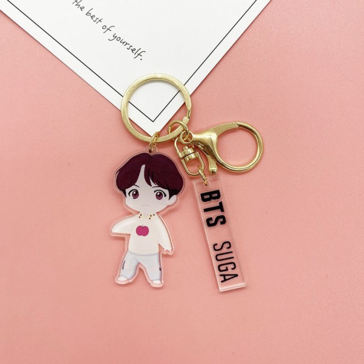 BTS Suga Cartoon acrylic keychain pendant 5CM 17G a set price for 5 sets