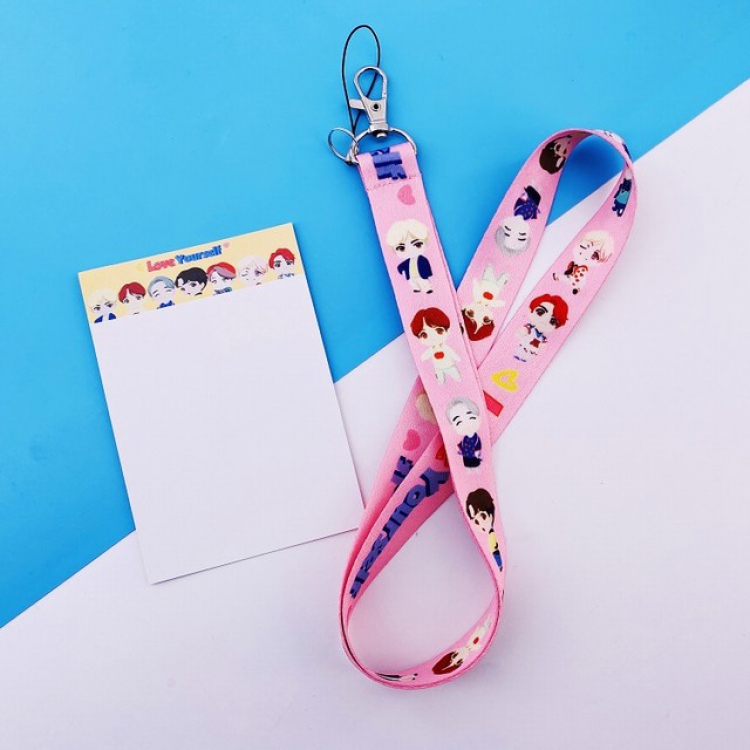 BTS pink Cartoon lanyard mobile phone rope 2X50CM 15G a set price for 5 pcs