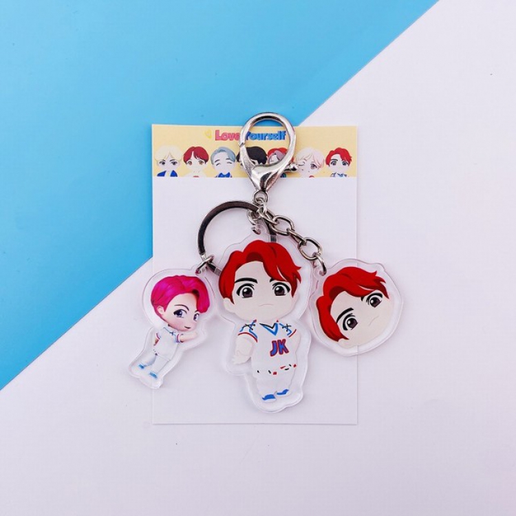 BTS JK  Cartoon keychain pendant  three-piece set 7.5X11XCM 25G a set price for 5 sets