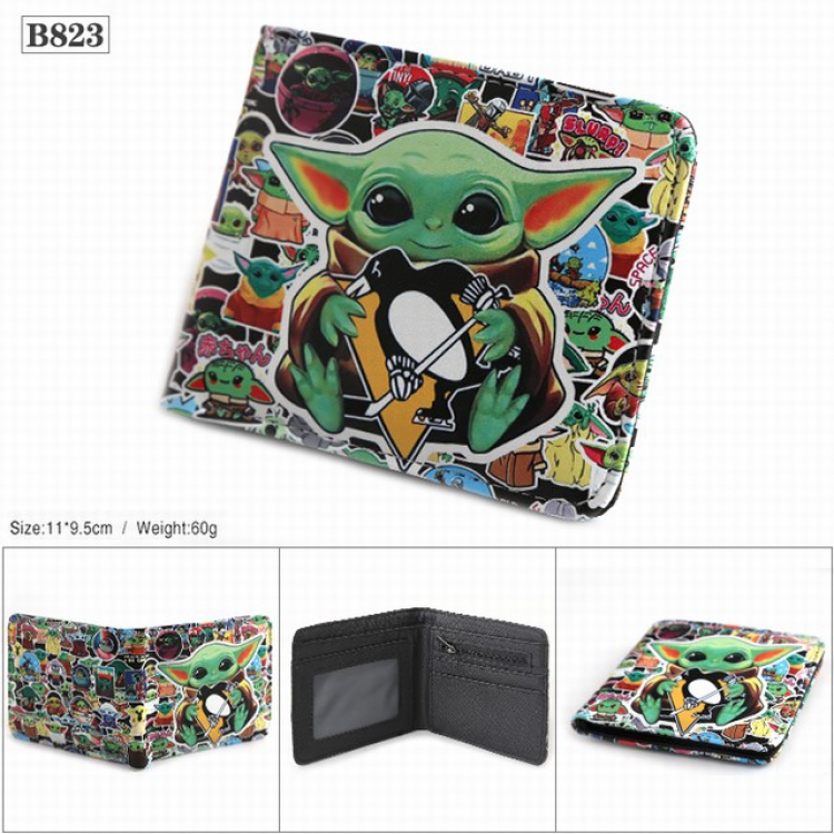 Star Wars Baby Yoda Full color PU twill two fold short wallet 11X9.5CM 60G-B823
