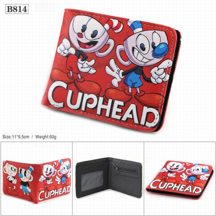 Cuphead Full color PU twill two fold short wallet 11X9.5CM 60G-B814