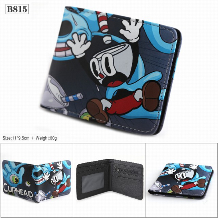 Cuphead Full color PU twill two fold short wallet 11X9.5CM 60G-B815