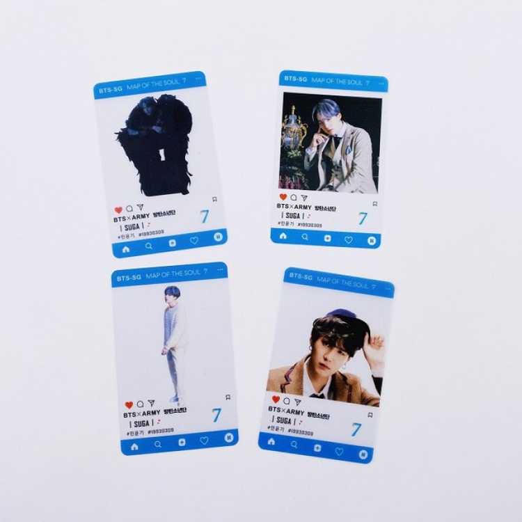 BTS Korean celebrity SUGA a set of 4 Photo transparent card frosted small card price for 10 sets