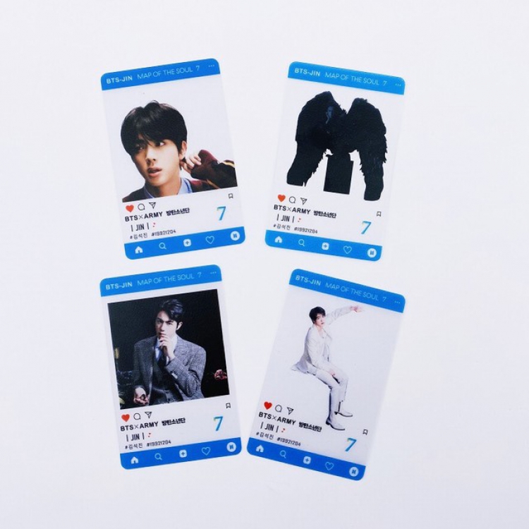 BTS Korean celebrity JIN a set of 4 Photo transparent card frosted small card price for 10 sets