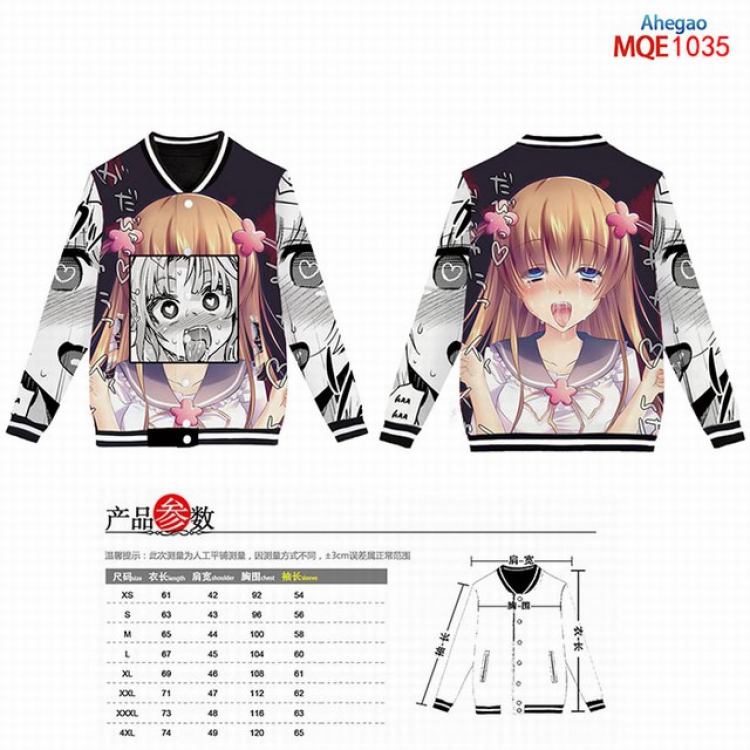 Ahegao Full color round neck baseball uniform coat XS-S-M-L-XL-XXL-XXXL-XXXXL MQE1035