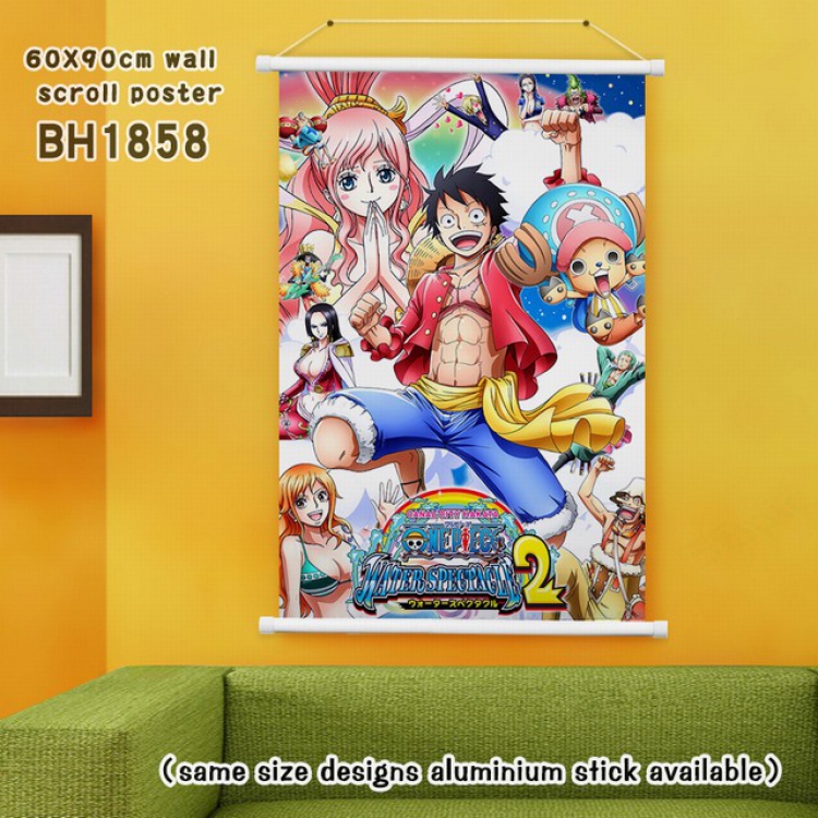 One Piece White Plastic rod Cloth painting Wall Scroll 60X90CM BH1858