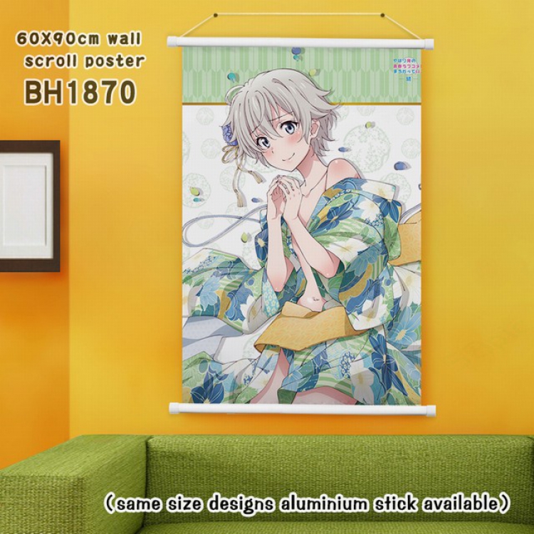 Yahari ore no seishun rabu kome wa machigatte iru White Plastic rod Cloth painting Wall Scroll 60X90CM BH1870