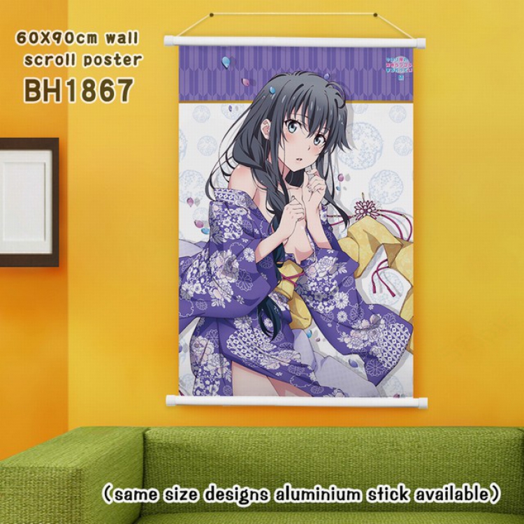 Yahari ore no seishun rabu kome wa machigatte iru White Plastic rod Cloth painting Wall Scroll 60X90CM BH1867