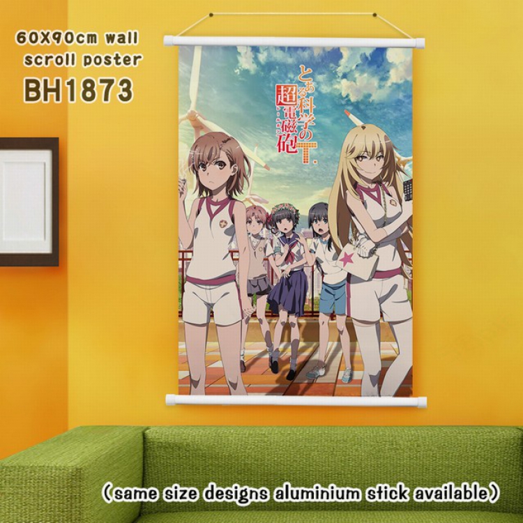 Toaru Kagaku no Railgun White Plastic rod Cloth painting Wall Scroll 60X90CM BH1873