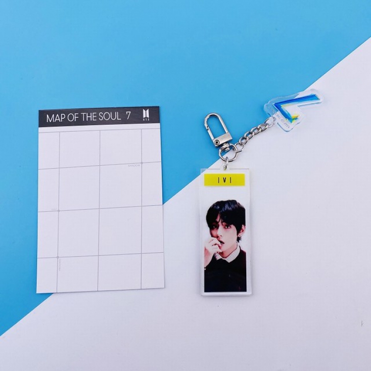 BTS Korean celebrity V Map of The Soul:7 Acrylic Keychain Pendant 7.5X11CM 19G a set price for 5 pcs