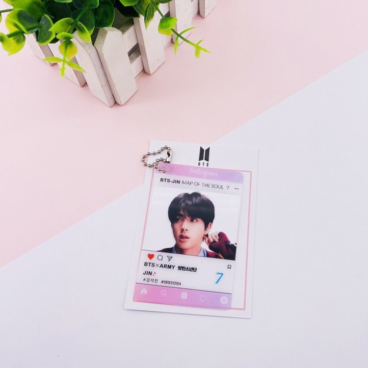 BTS JIN Transparent small card keychain pendant 6X9CM 10G set price for 20 pcs