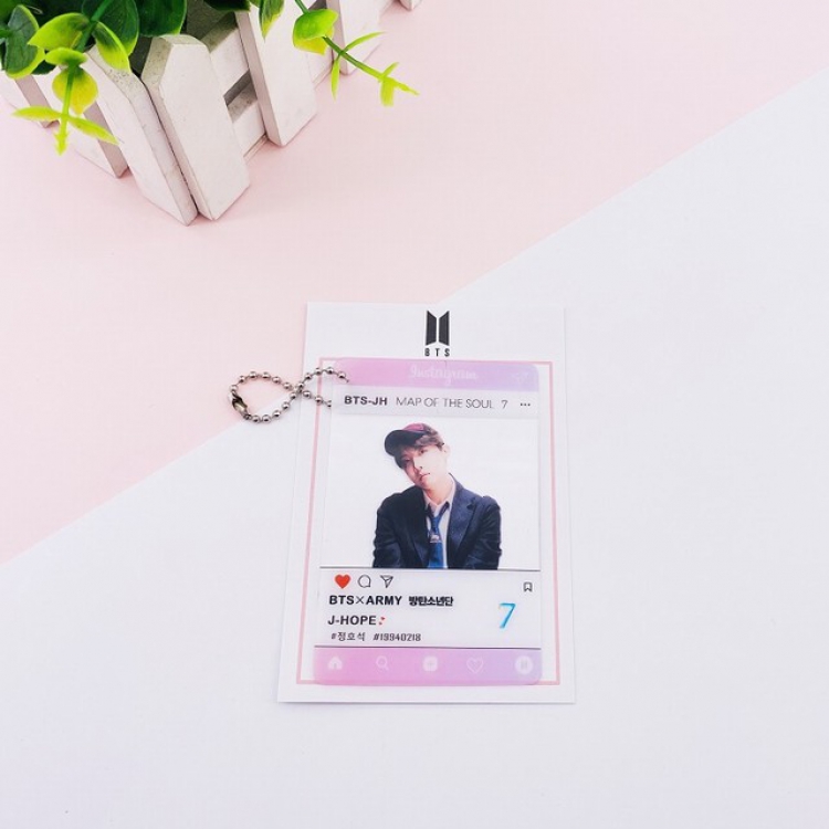 BTS J-HOPE Transparent small card keychain pendant 6X9CM 10G set price for 20 pcs