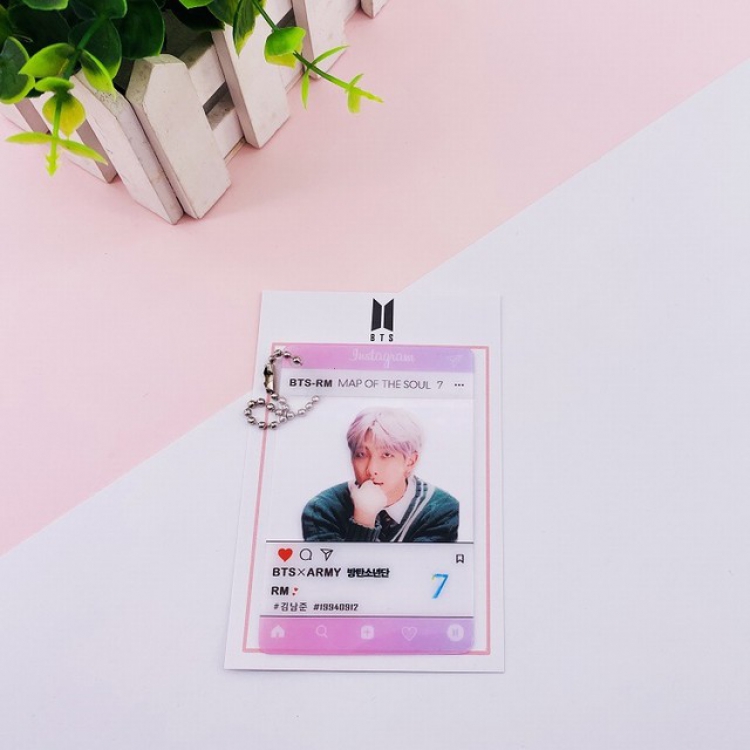 BTS RM Transparent small card keychain pendant 6X9CM 10G set price for 20 pcs