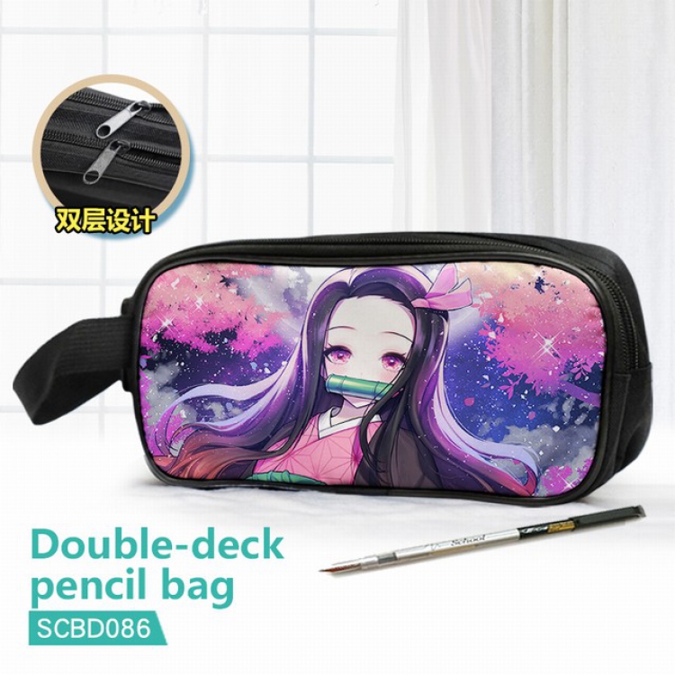 Demon Slayer Kimets Double waterproof pencil case 25X7X12CM-SCBD086