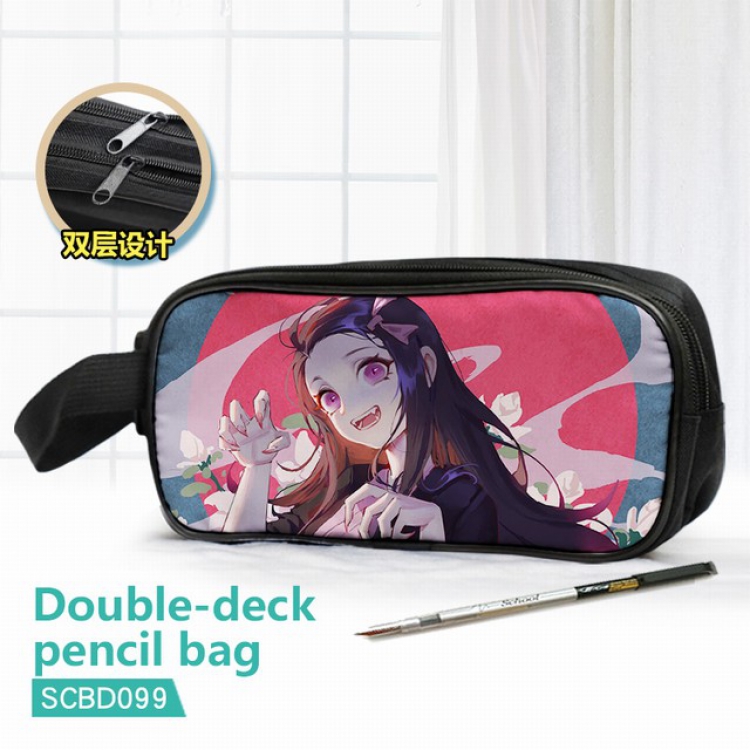 Demon Slayer Kimets Double waterproof pencil case 25X7X12CM-SCBD099