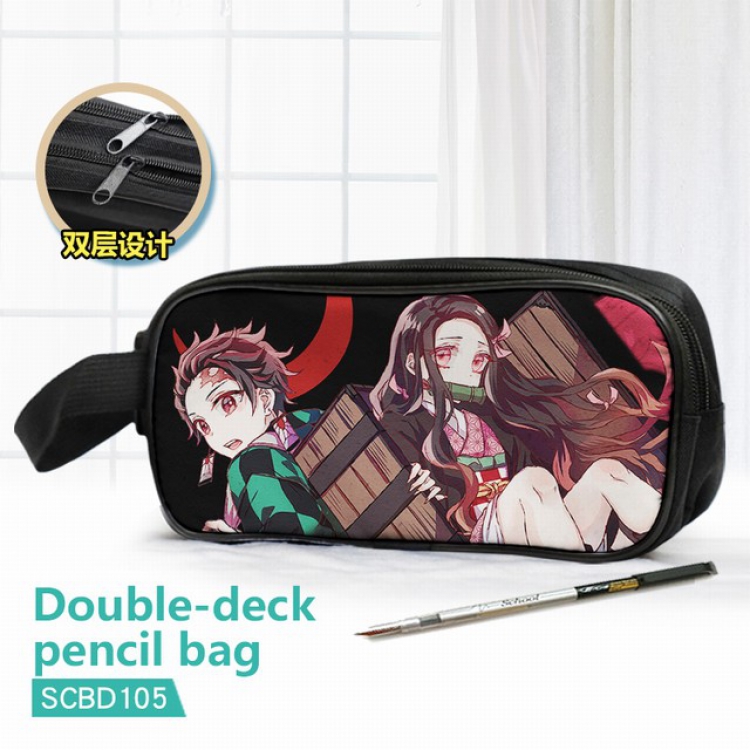 Demon Slayer Kimets Double waterproof pencil case 25X7X12CM-SCBD105