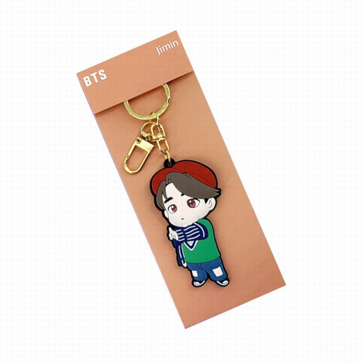 BTS Korean celebrity Jimin Cartoon single-sided soft keychain pendant 4.5X13.5CM 20G a set price for 5 pcs