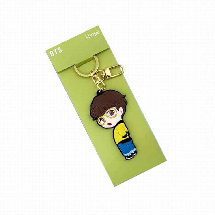 BTS Korean celebrity J-hope Cartoon single-sided soft keychain pendant 4.5X13.5CM 20G a set price for 5 pcs