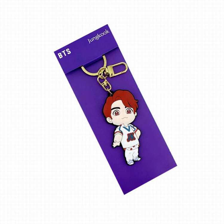 BTS Korean celebrity JK Cartoon single-sided soft keychain pendant 4.5X13.5CM 20G a set price for 5 pcs