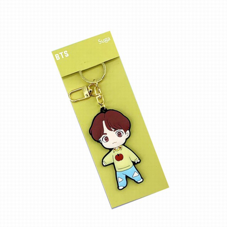 BTS Korean celebrity Suga Cartoon single-sided soft keychain pendant 4.5X13.5CM 20G a set price for 5 pcs