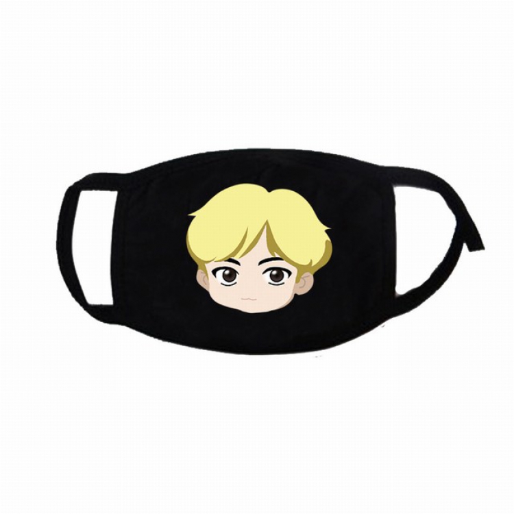 BTS Korean celebrity Jin Cartoon color printing three-layer cotton masks 4.5X13.5CM 20G a set price for 10 pcs