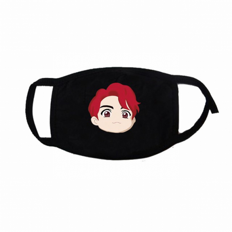 BTS Korean celebrity JK Cartoon color printing three-layer cotton masks 4.5X13.5CM 20G a set price for 10 pcs