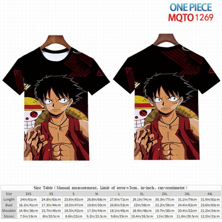One Piece Full color short sleeve t-shirt 9 sizes from 2XS to 4XL MQTO-1269