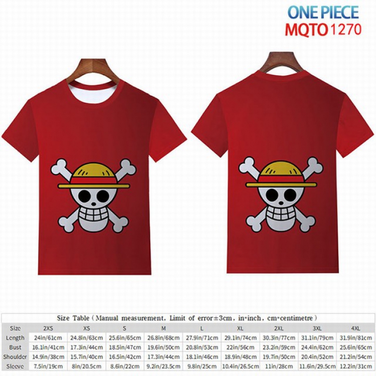 One Piece Full color short sleeve t-shirt 9 sizes from 2XS to 4XL MQTO-1270