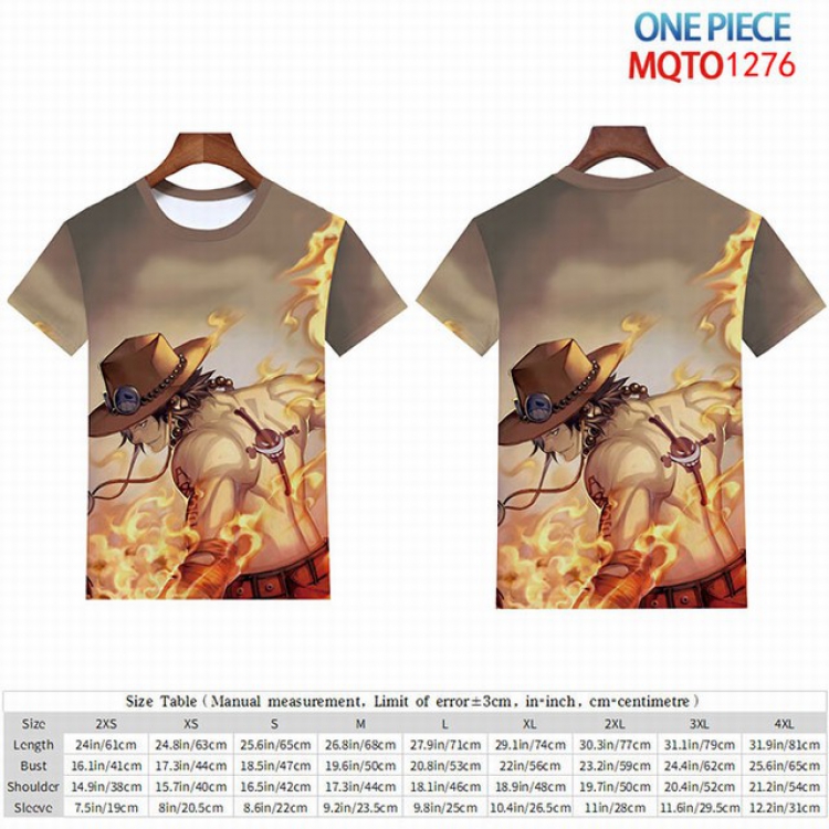 One Piece Full color short sleeve t-shirt 9 sizes from 2XS to 4XL MQTO-1276