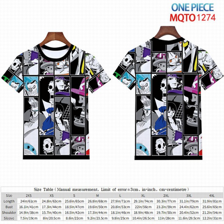 One Piece Full color short sleeve t-shirt 9 sizes from 2XS to 4XL MQTO-1274