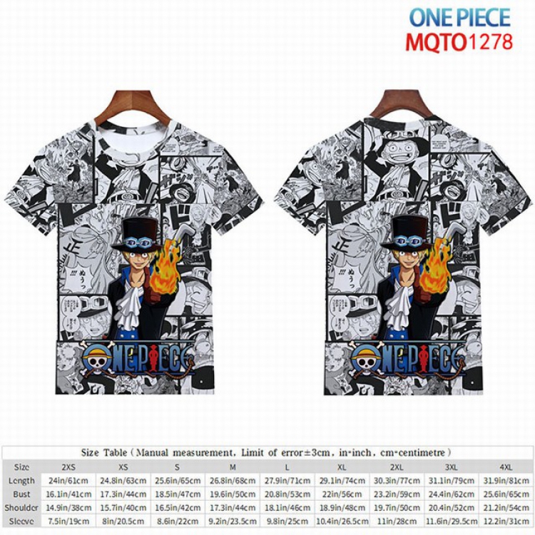 One Piece Full color short sleeve t-shirt 9 sizes from 2XS to 4XL MQTO-1278