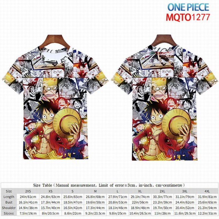 One Piece Full color short sleeve t-shirt 9 sizes from 2XS to 4XL MQTO-1277
