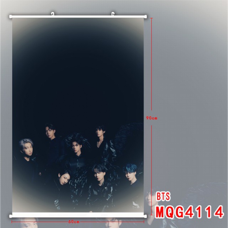 BTS White Plastic rod Cloth painting Wall Scroll 60X90CM MQG4114