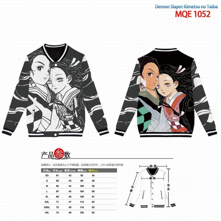 Demon Slayer Kimets Full color round neck baseball uniform coat XS-S-M-L-XL-XXL-XXXL-XXXXL MQE1052