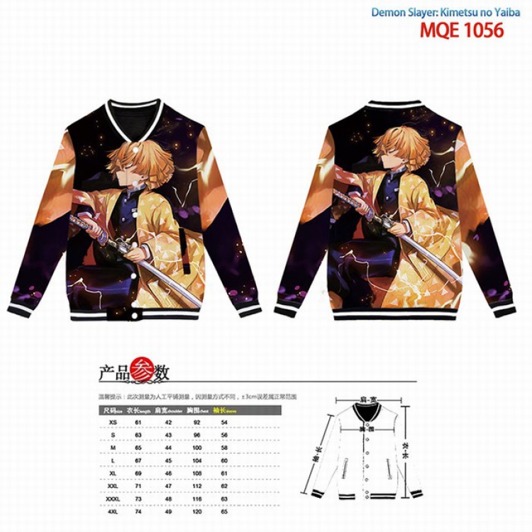 Demon Slayer Kimets Full color round neck baseball uniform coat XS-S-M-L-XL-XXL-XXXL-XXXXL MQE1056