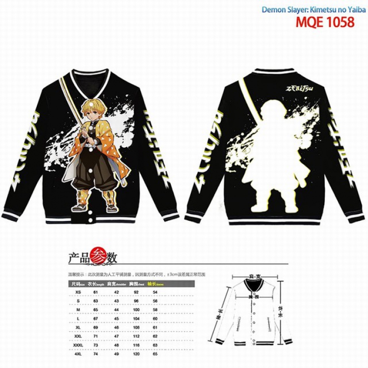 Demon Slayer Kimets Full color round neck baseball uniform coat XS-S-M-L-XL-XXL-XXXL-XXXXL MQE1058