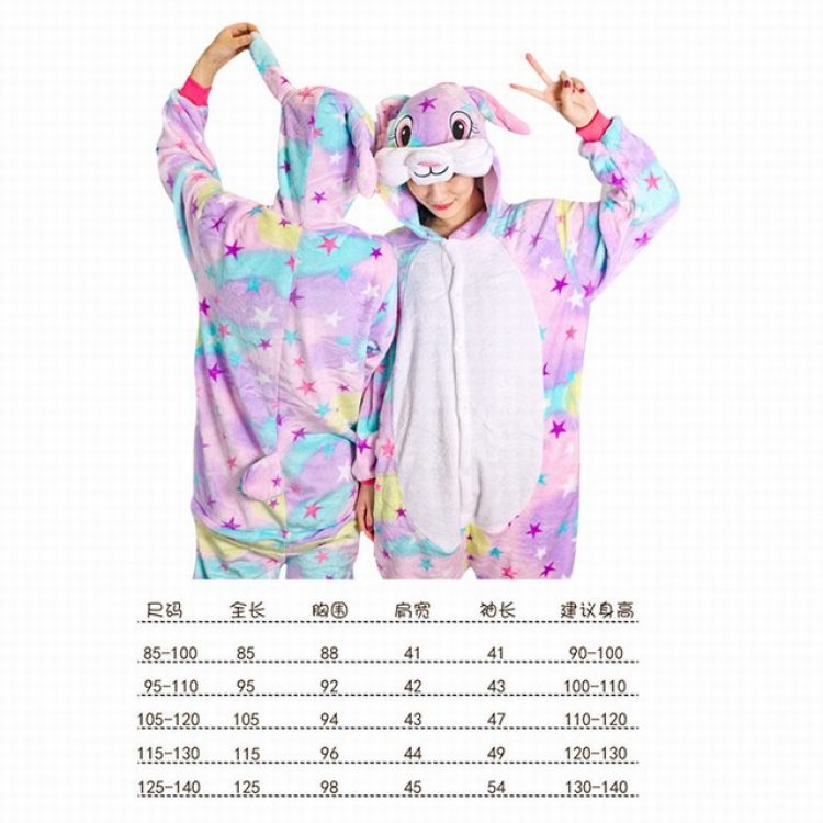 Cartoon animal star rabbit flannel one-piece pajamas home clothes children Book 3 days in advance a set price for 2 pcs
