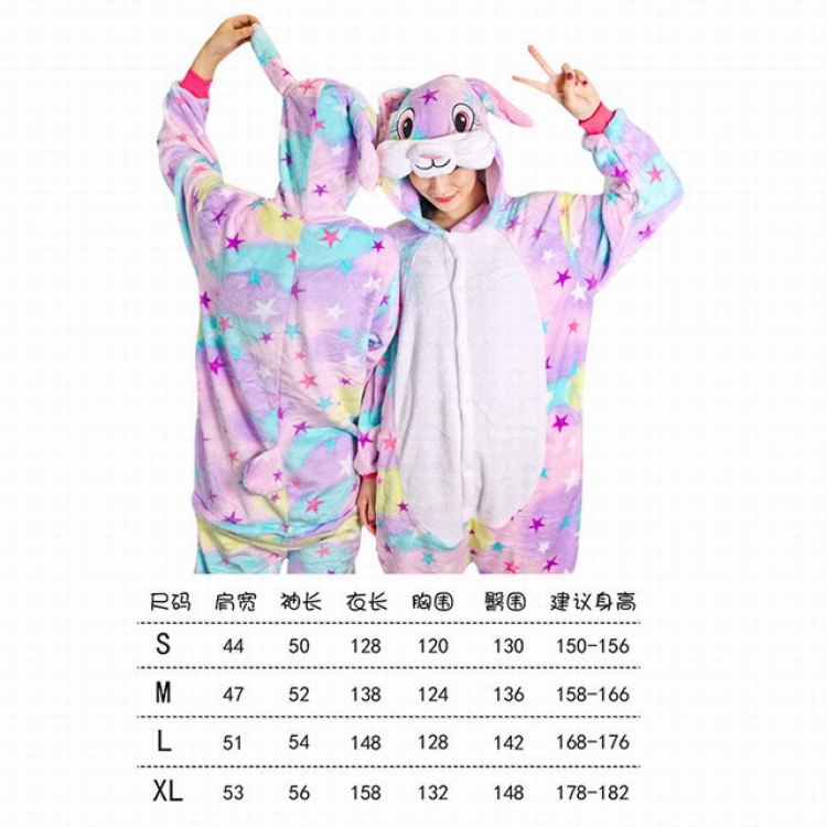 Cartoon animal star rabbit flannel one-piece pajamas home service adult Book 3 days in advance a set price for 2 pcs