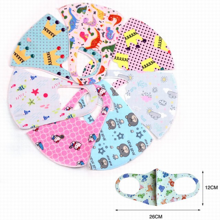 Cartoon children's printing dust-proof breathable masks Random style a set price for 10 pcs