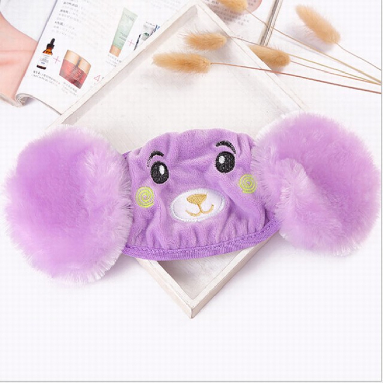 Cartoon female ear protection plush bear masks purple a set price for 5 pcs