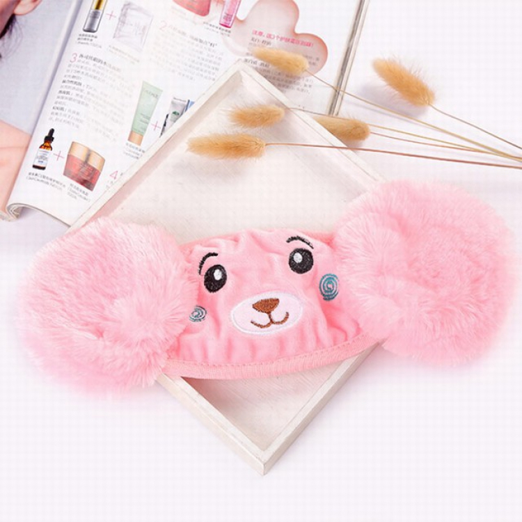 Cartoon female ear protection plush bear masks pink a set price for 5 pcs