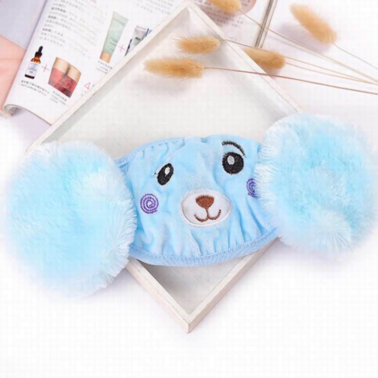 Cartoon female ear protection plush bear masks blue a set price for 5 pcs