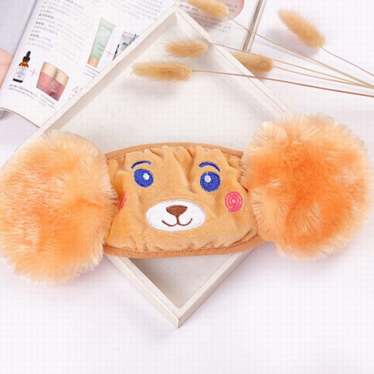 Cartoon children's ear protection plush bear masks orange a set price for 5 pcs