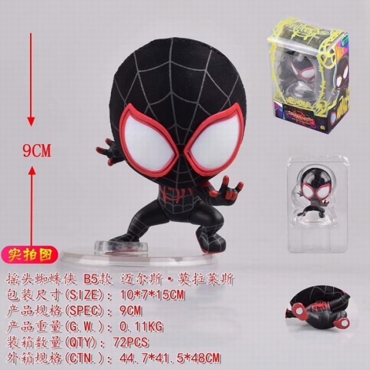 Spiderman Miles Morales Boxed Figure Decoration Model 9CM 0.11KG Color box size:10X7X15CM